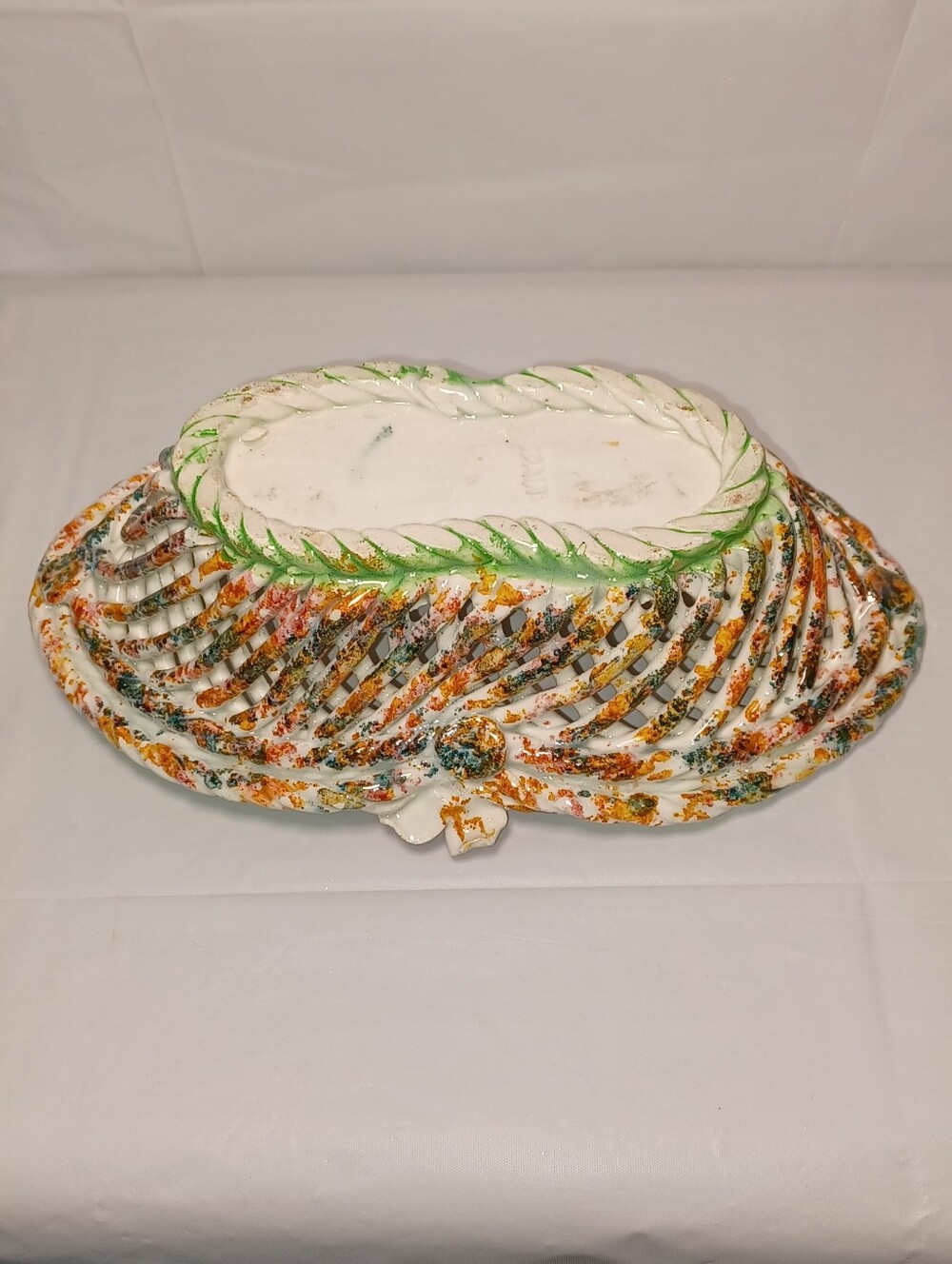 Vintage Porcelain Ceramic Lattice Weave Bowl Dish From Spain Beautiful Florals - Picture 5 of 12